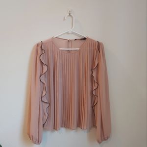 Zara Ruffled Pink Blouse